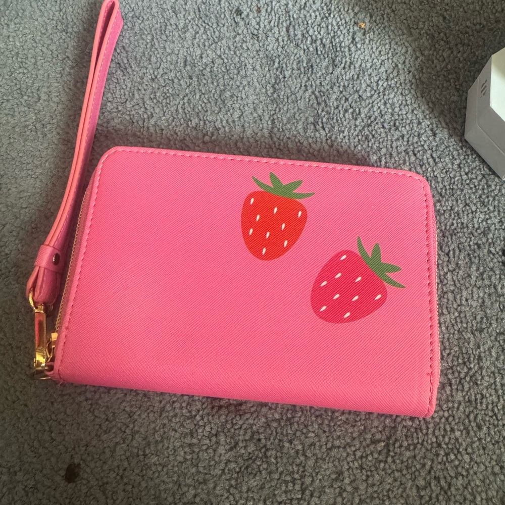 Dabney Lee Pink Wallet with Strawberry Motif